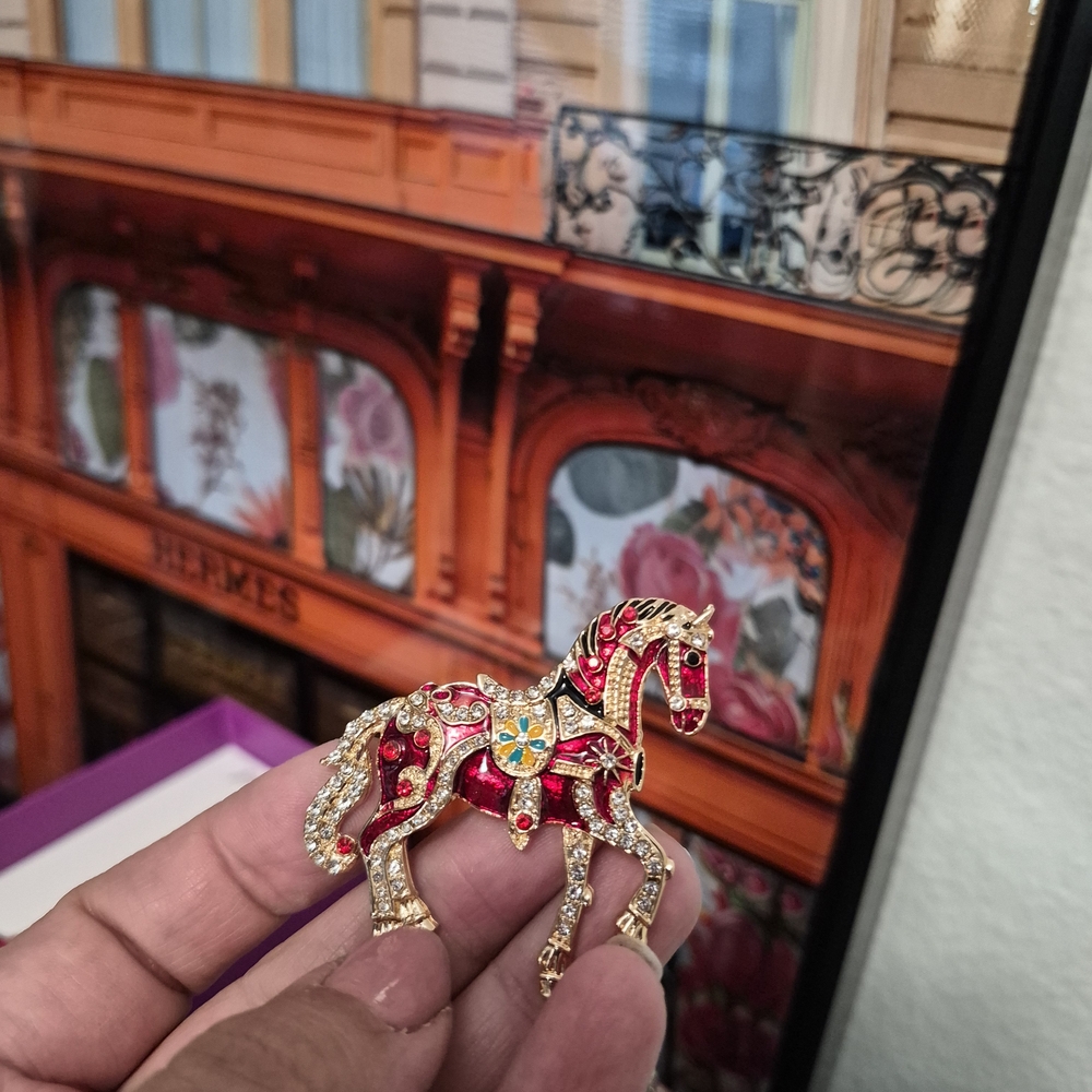 Red and Gold Horse Brooch